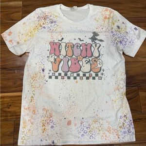 Bella Canvas Women's Halloween Tee - White with Multicolor Design
